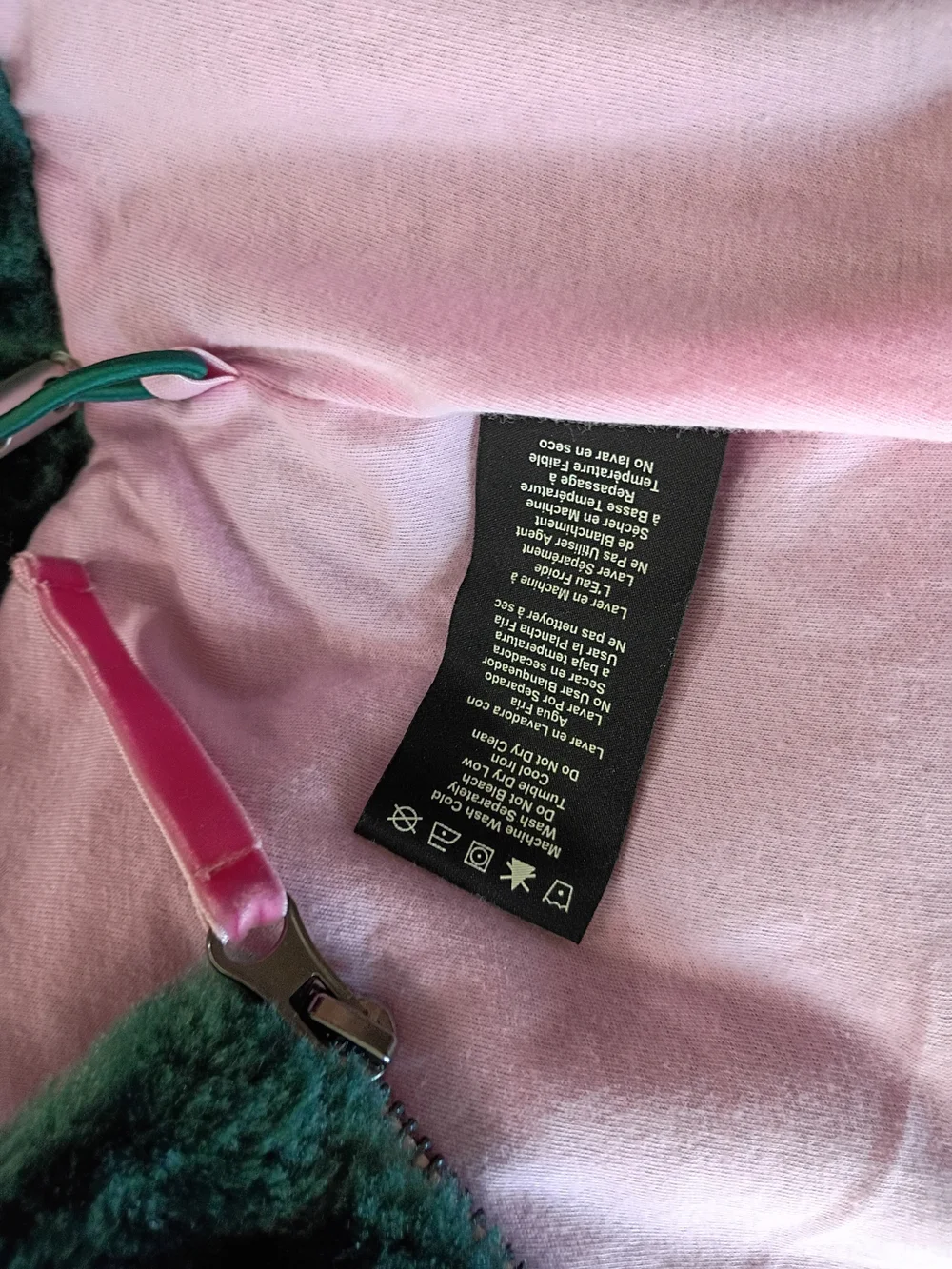 UGG Women's Plush Colorblock Jacket in Pink & Green with Multicolor Print